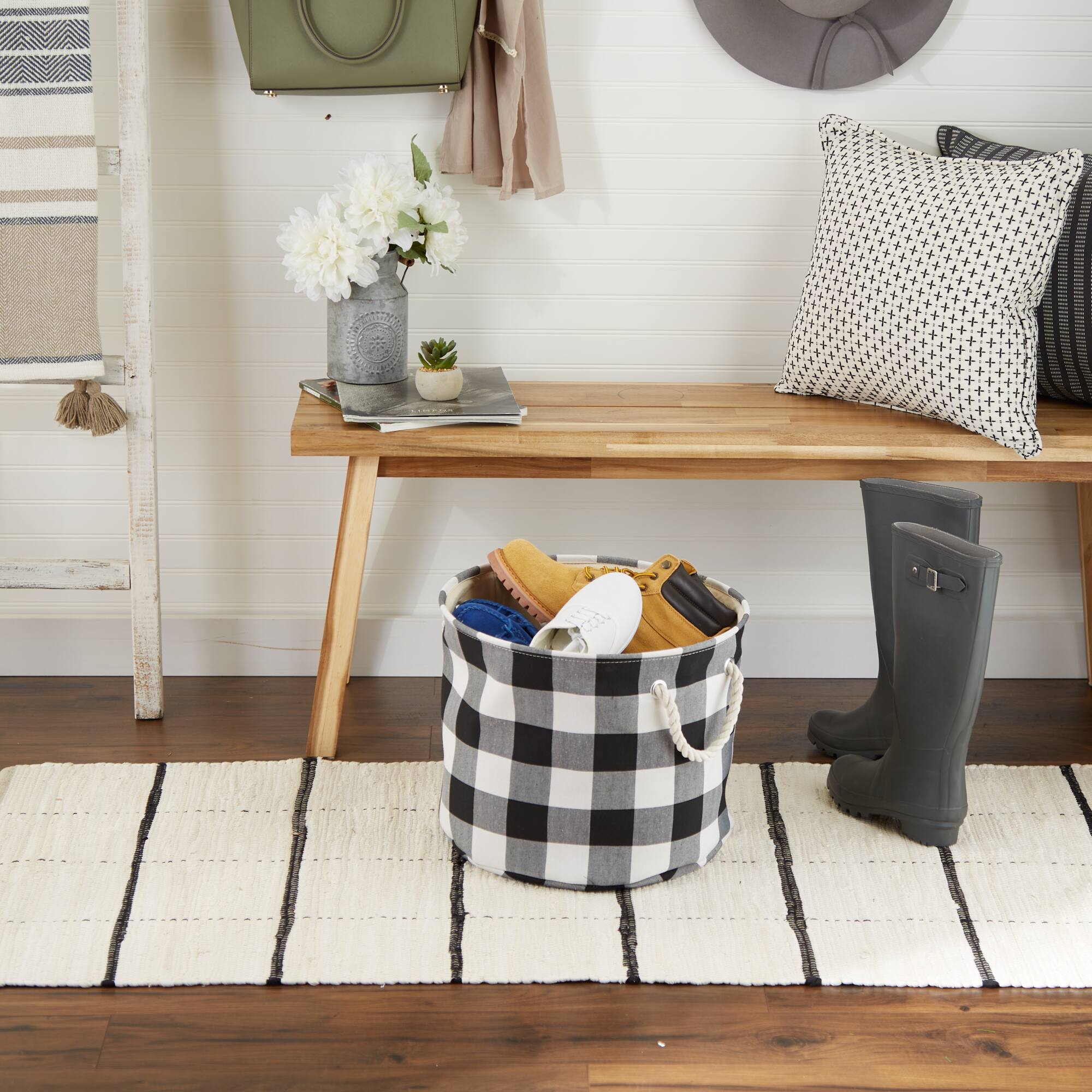 DII® Medium Buffalo Check Round Storage Bin